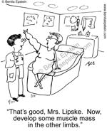 funny medical cartoon exam table arm diagnosis muscle mass 1579